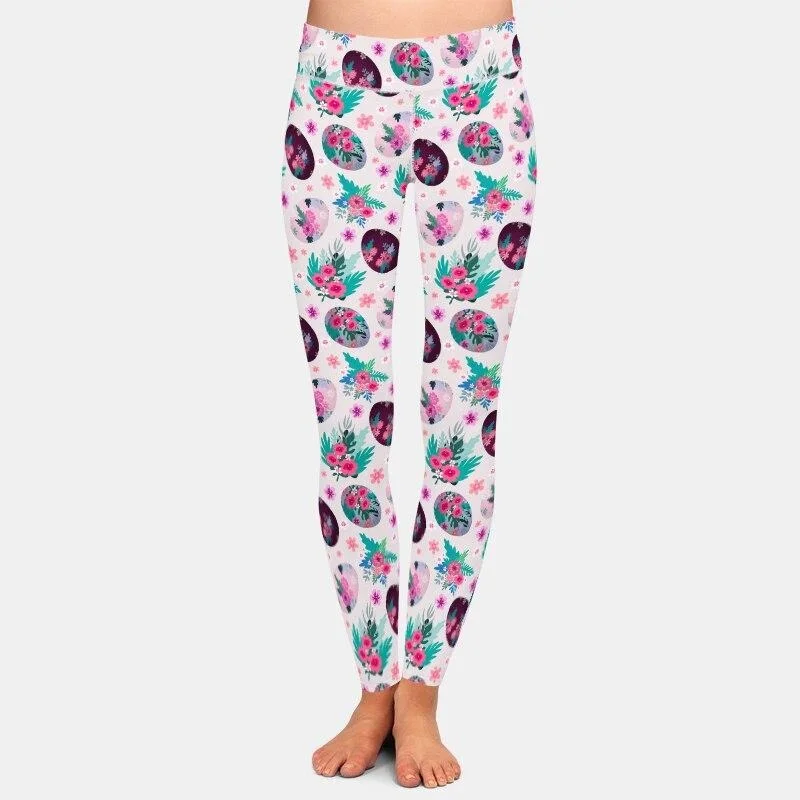 Ladies 3D Rabbits, Chickens, Easter Eggs Printed Leggings