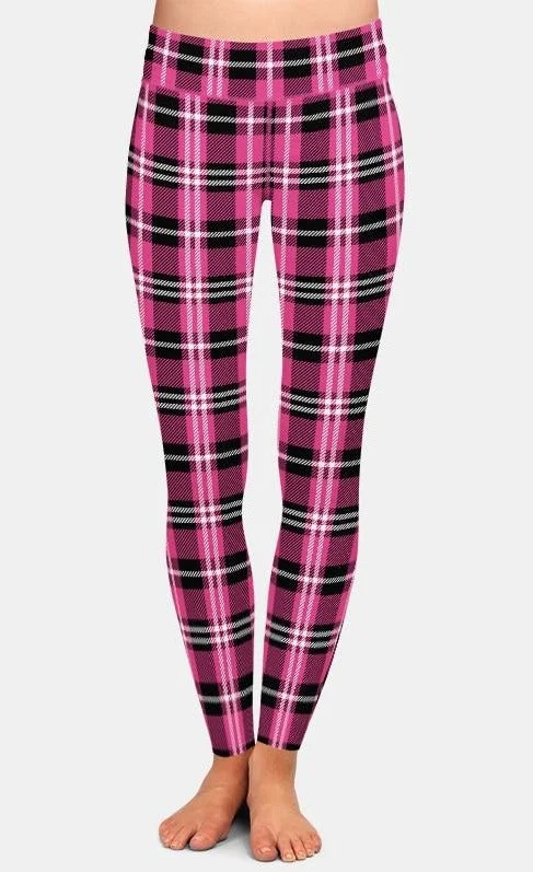 Ladies Assorted Plaid Printed Leggings