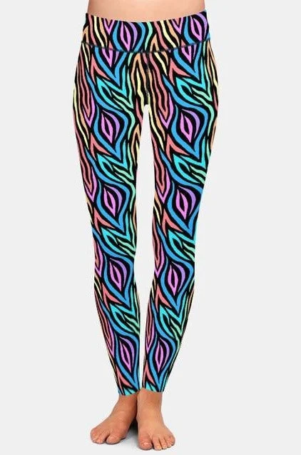 Ladies Colourful Abstract Zebra Patterned Leggings