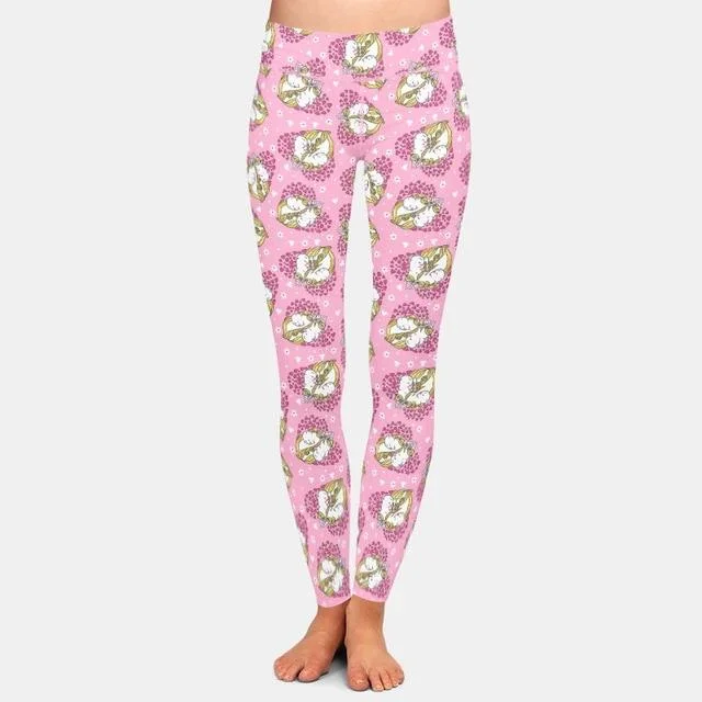 Ladies Valentine's Day Cute Unicorns Falling In Love Printed Leggings