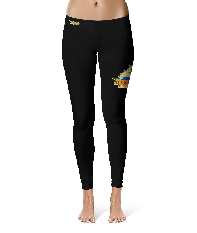 Morgan State Bears Game Day Large Logo on Thigh Black Yoga Leggings for Women by Vive La Fete