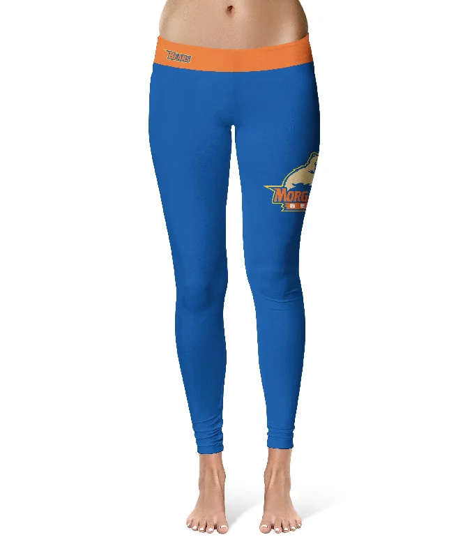 Morgan State Bears Game Day Logo on Thigh Blue Yoga Leggings for Women by Vive La Fete