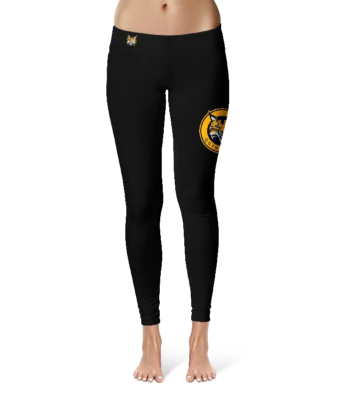 Quinnipiac Bobcats Game Day Large Logo on Thigh Black Yoga Leggings for Women by Vive La Fete