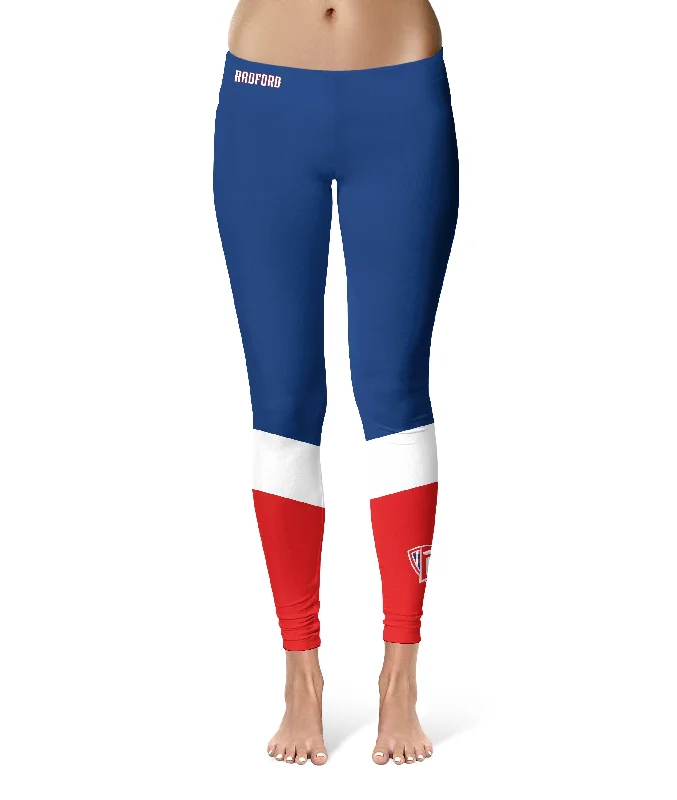 Radford University Highlanders Game Day Ankle Color Block Blue Red Yoga Leggings for Women by Vive La Fete