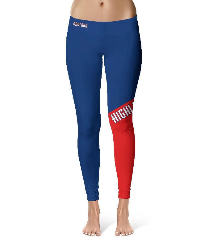 Radford University Highlanders Game Day Leg Color Block Blue Red Yoga Leggings for Women by Vive La Fete