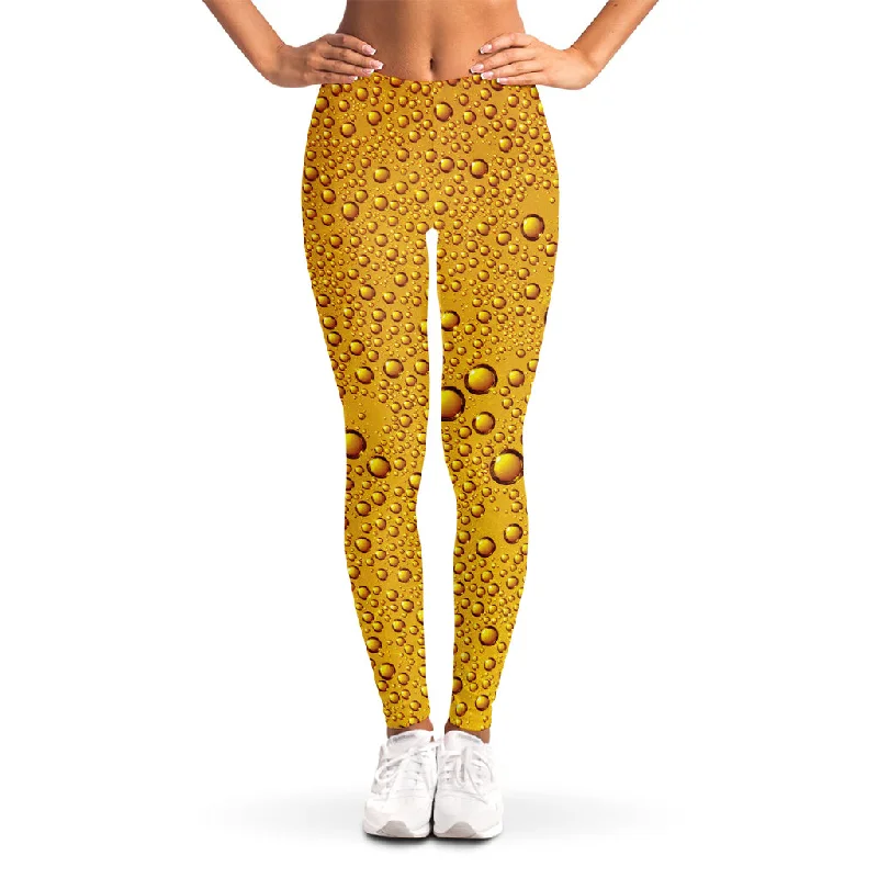 Water Drops On Beer Print Women's Leggings