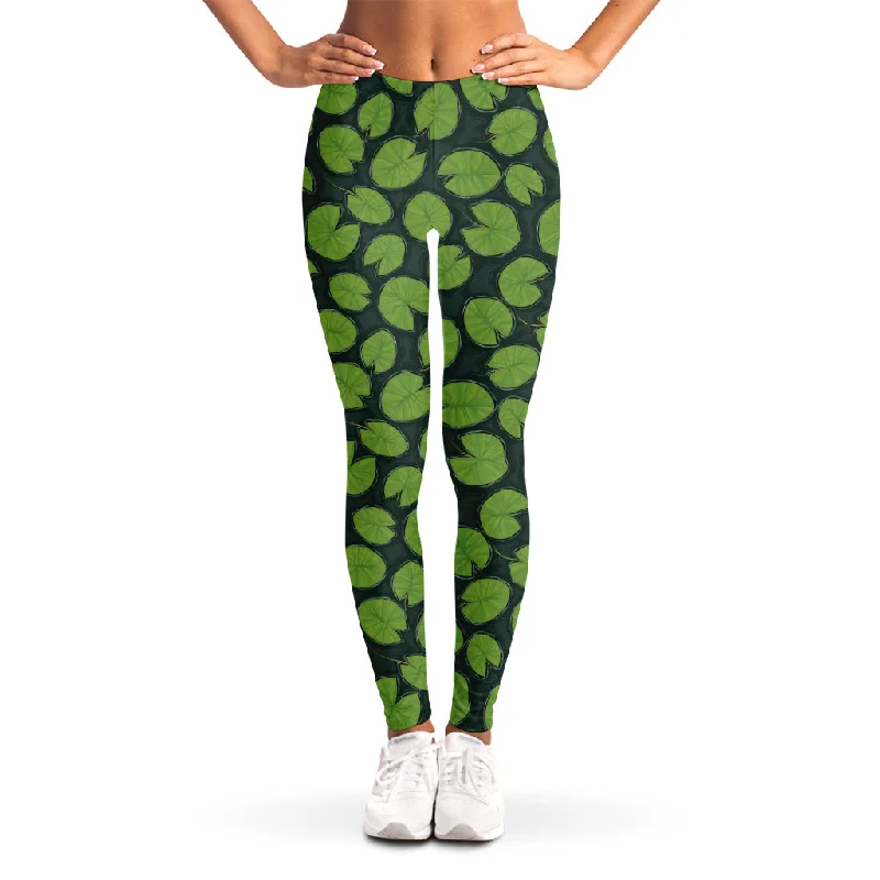 Water Lily Pads Pattern Print Women's Leggings