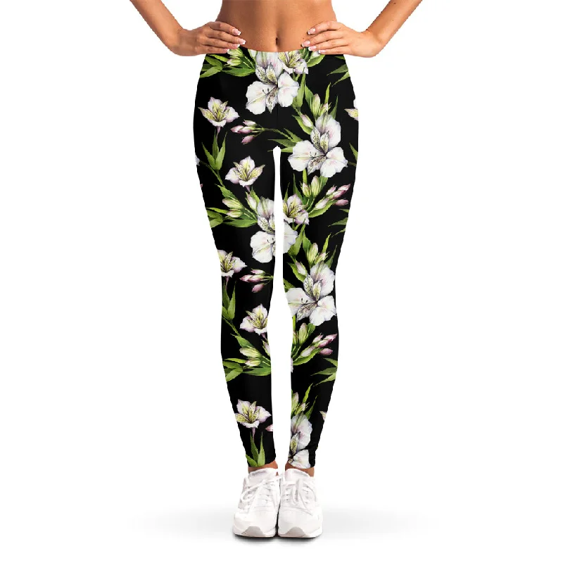 Watercolor Alstroemeria Pattern Print Women's Leggings