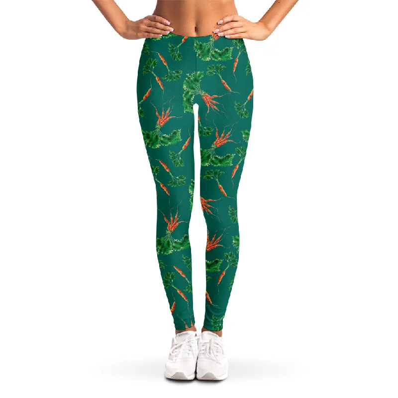 Watercolor Carrot Pattern Print Women's Leggings