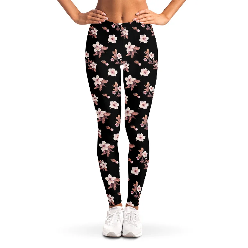 Watercolor Cherry Blossom Pattern Print Women's Leggings