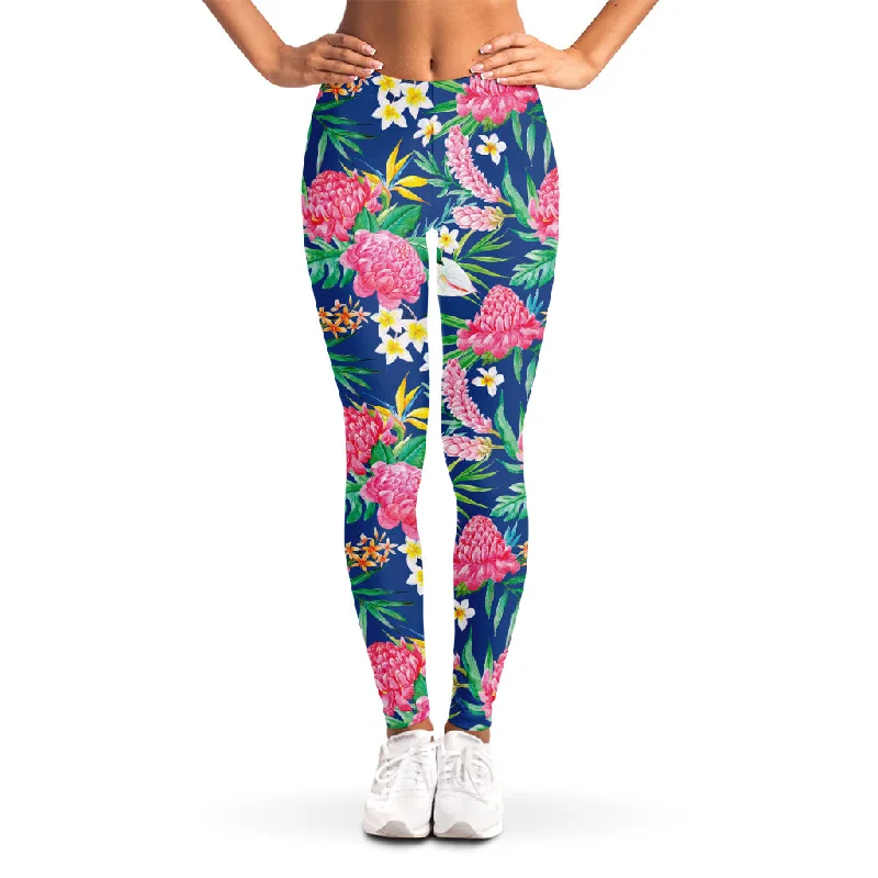 Watercolor Chrysanthemum Pattern Print Women's Leggings