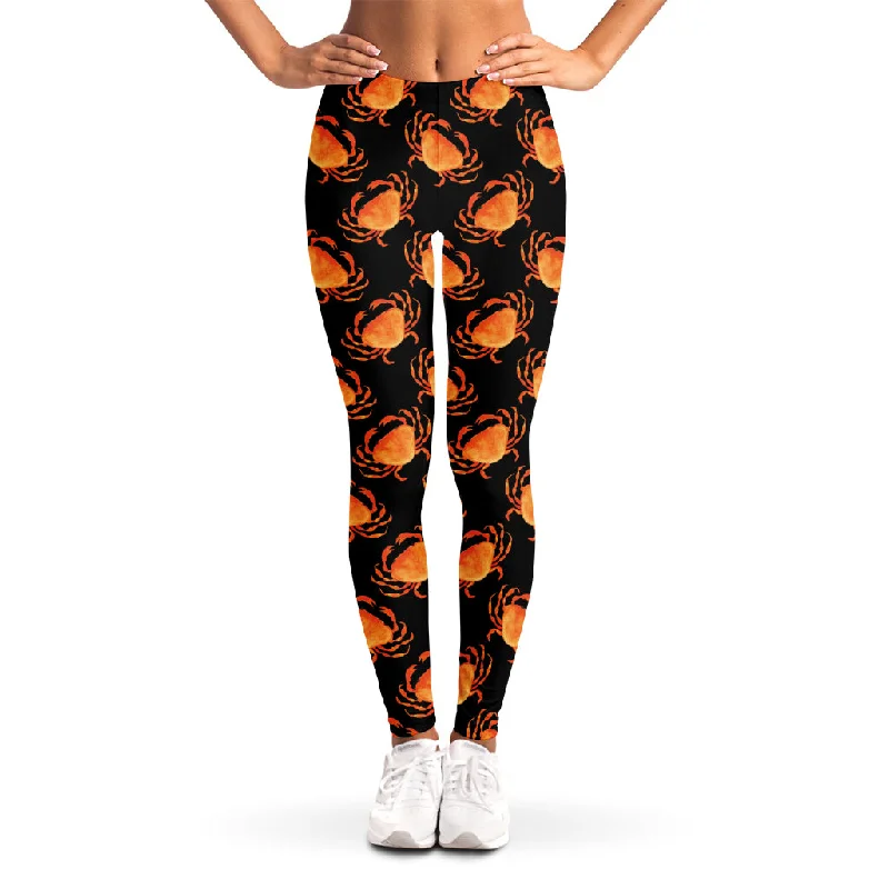 Watercolor Crab Pattern Print Women's Leggings