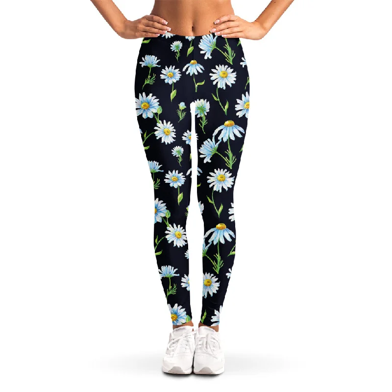 Watercolor Daisy Floral Pattern Print Women's Leggings