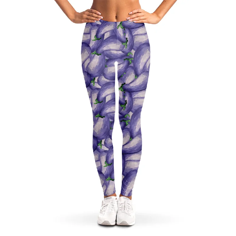 Watercolor Eggplant Print Women's Leggings