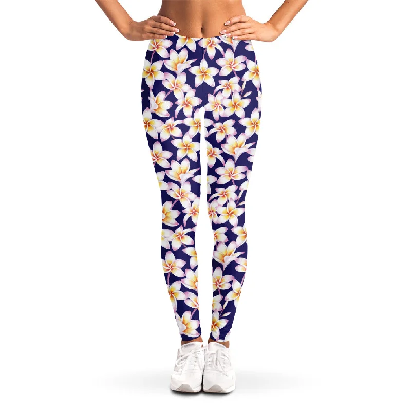 Watercolor Frangipani Flower Print Women's Leggings