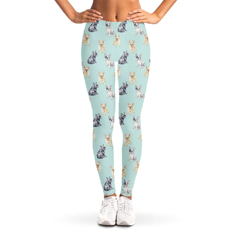 Watercolor French Bulldog Pattern Print Women's Leggings