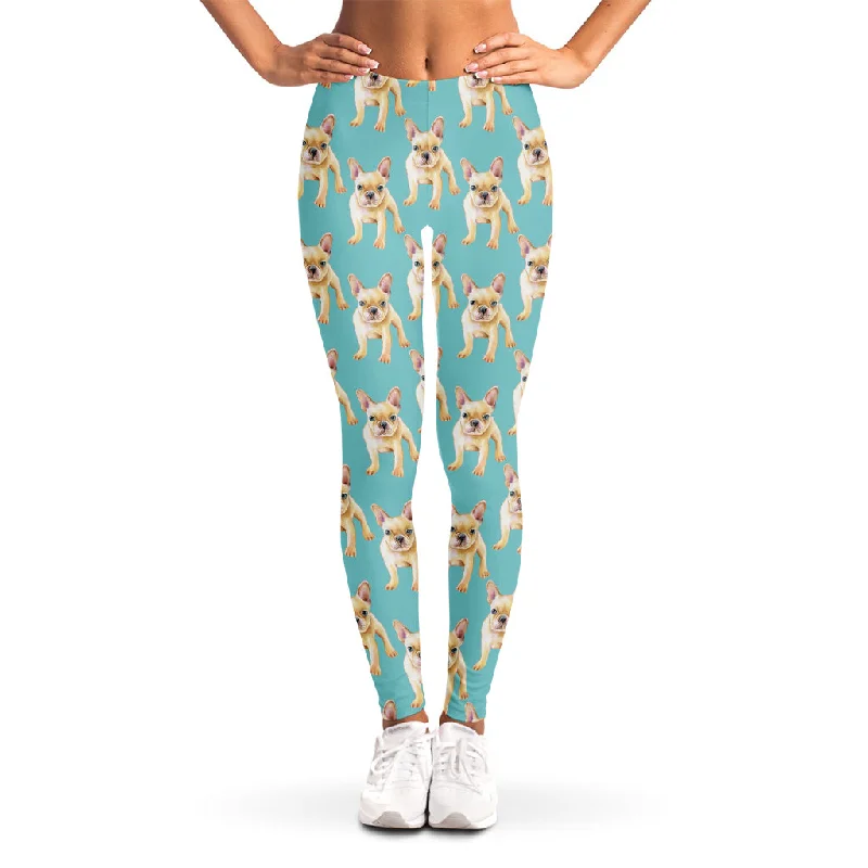 Watercolor French Bulldog Puppy Print Women's Leggings