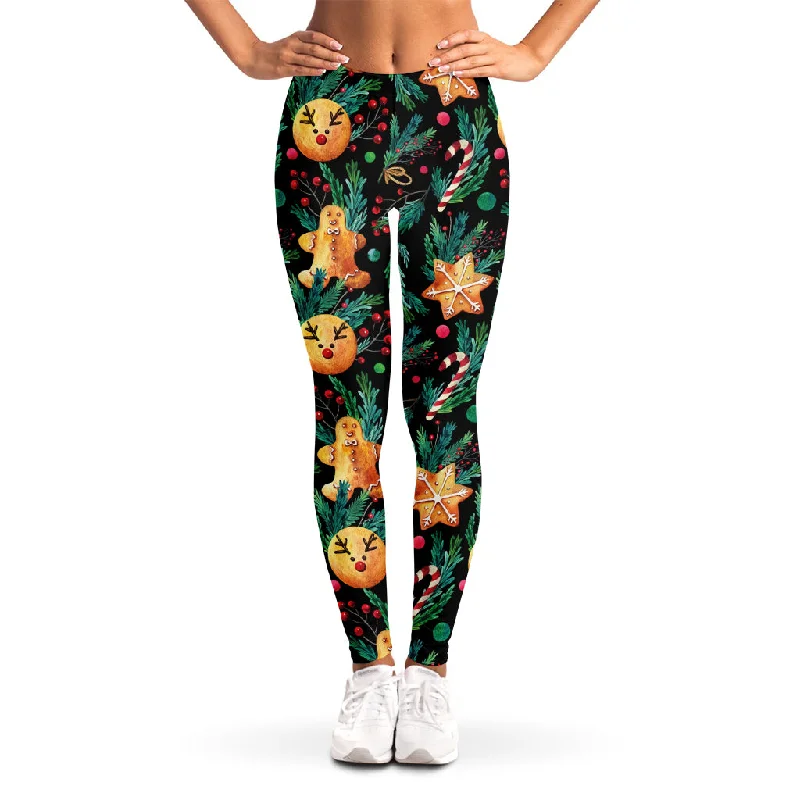 Watercolor Gingerbread Pattern Print Women's Leggings