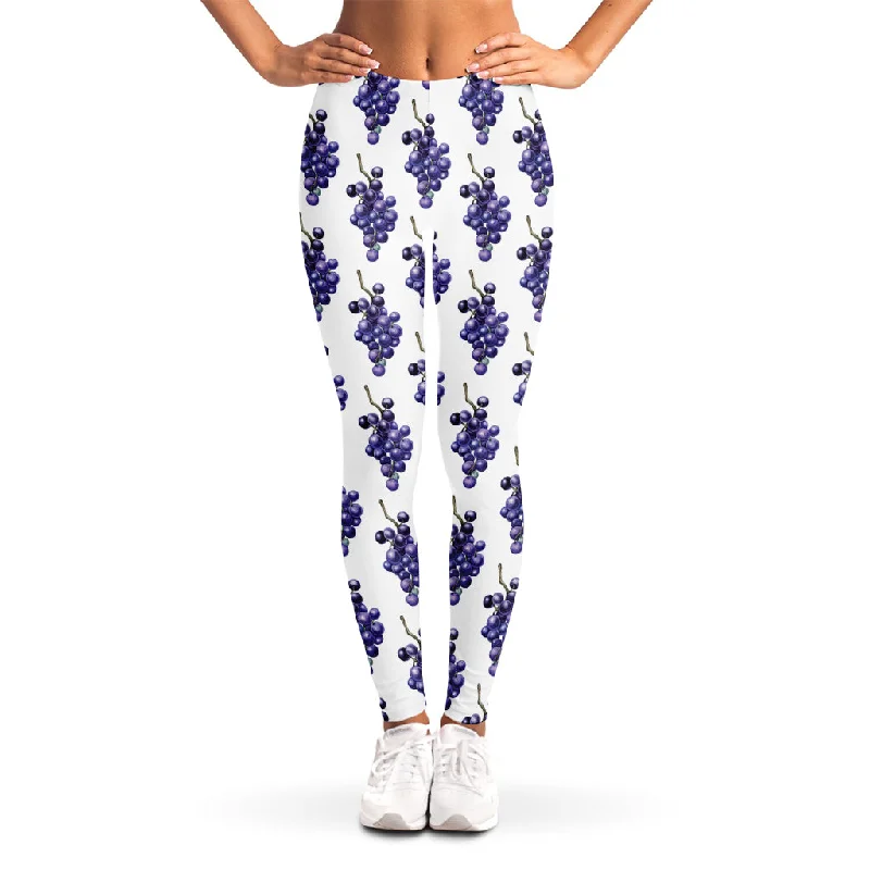 Watercolor Grape Pattern Print Women's Leggings