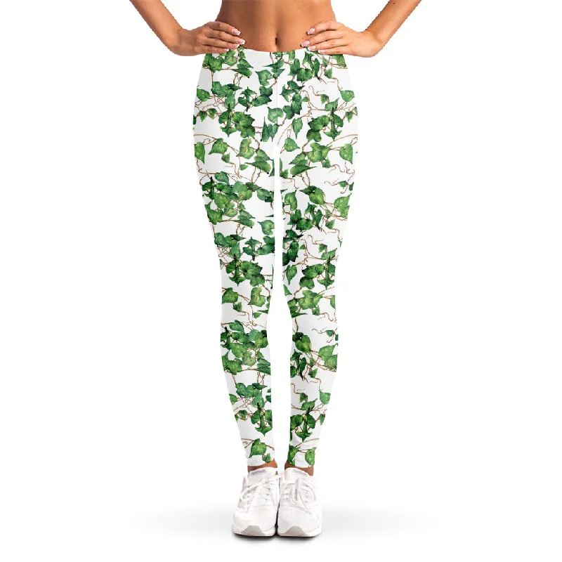 Watercolor Ivy Leaf Pattern Print Women's Leggings