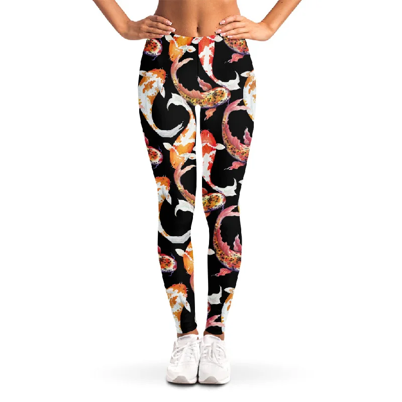 Watercolor Koi Carp Fish Pattern Print Women's Leggings