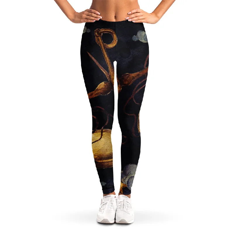 Watercolor Libra Zodiac Sign Print Women's Leggings