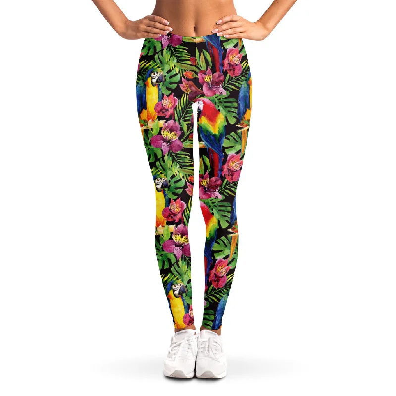 Watercolor Parrot Pattern Print Women's Leggings