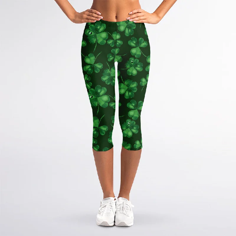 Watercolor Saint Patrick's Day Print Women's Capri Leggings