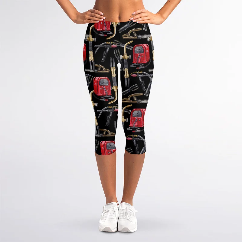 Welding Machine Pattern Print Women's Capri Leggings