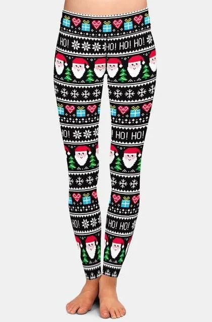 Womens Cute 3D Santa Christmas Leggings