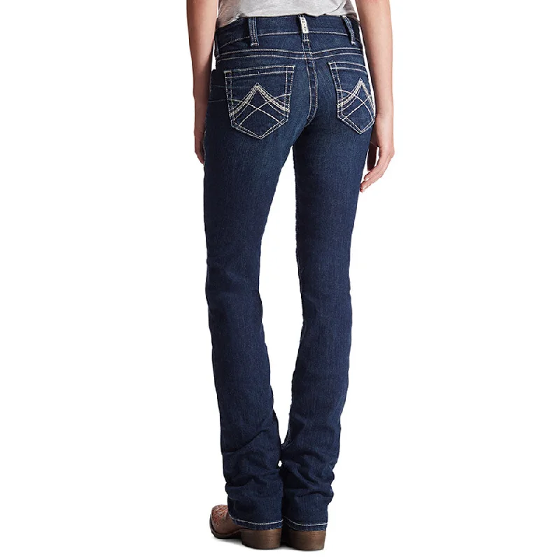 10017216 Ariat Women's Real Mid Rise Straight Leg Riding Jeans - Ocean