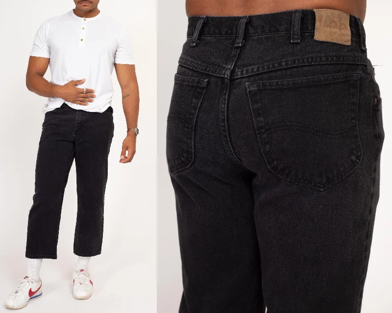 32" Waist 90s Lee Black Cropped Jeans