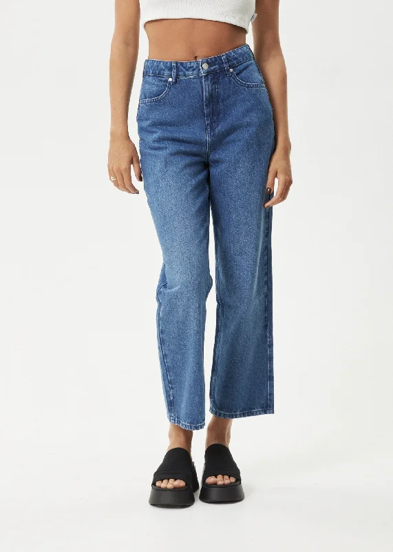 AFENDS Womens Shelby - Denim Cropped Straight Leg Jeans - Authentic Blue Stylish Plus Size Denim Jeans AFENDS Womens Shelby - Denim Cropped Straight Leg Jeans - Authentic Blue Stylish Plus Size Denim Jeans