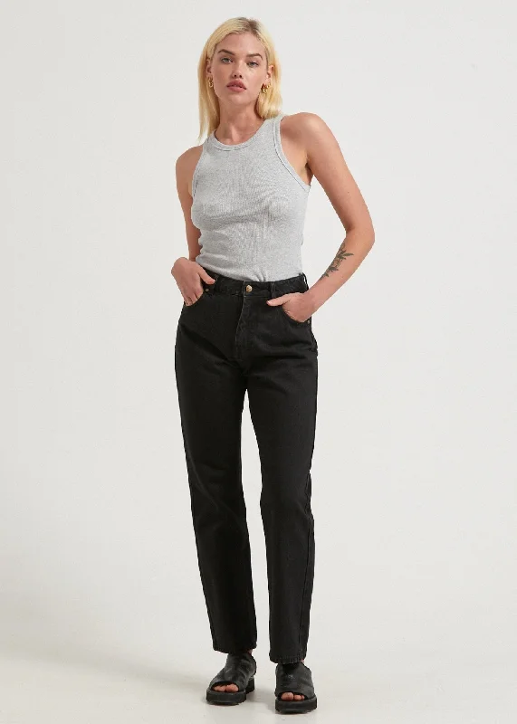 AFENDS Womens Violet - Denim Straight Leg Jeans - Washed Black Stylish High-Waisted Denim AFENDS Womens Violet - Denim Straight Leg Jeans - Washed Black Stylish High-Waisted Denim