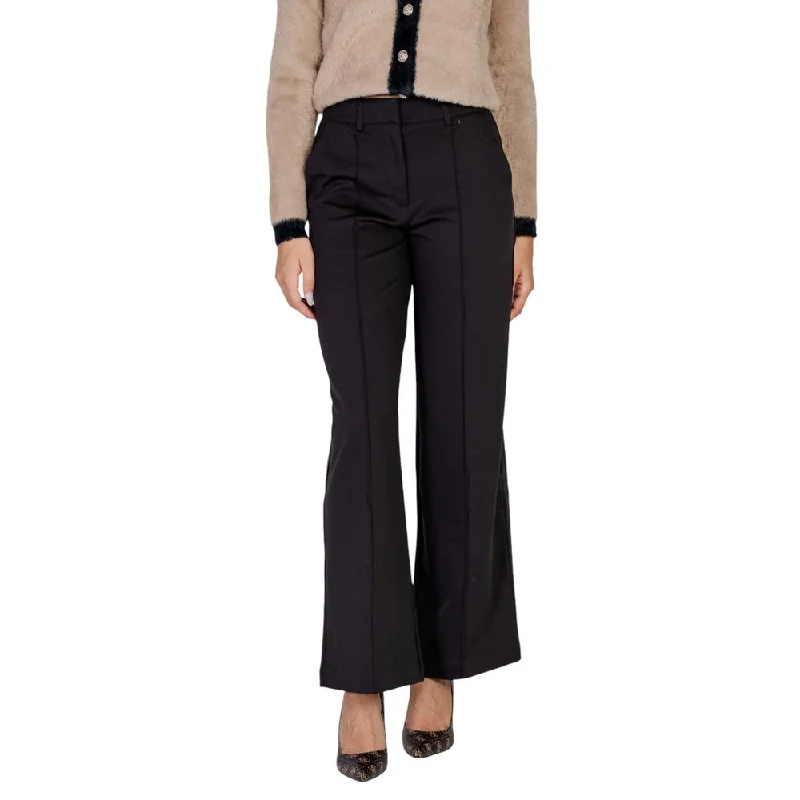 Black Polyester Jeans & Pant Trendy Button-Up High-Waist Jeans