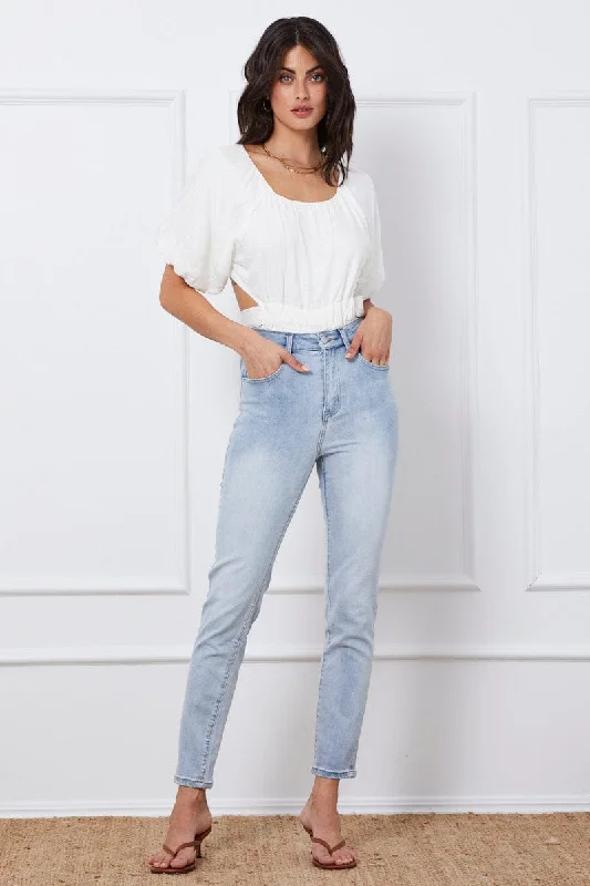 Blue Skinny Jeans High Rise Denim