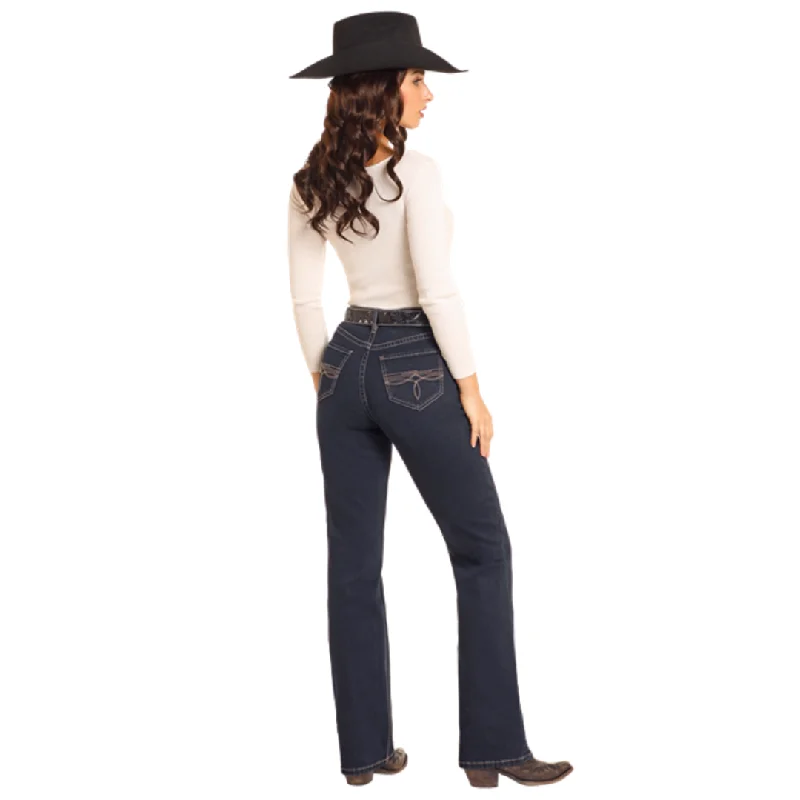 Boot Stitch Embroidered Dark Wash High Rise Bootcut Jeans by Panhandle BW4HD04764 Fashionable Slouchy Fit Jeans Boot Stitch Embroidered Dark Wash High Rise Bootcut Jeans by Panhandle BW4HD04764 Fashionable Slouchy Fit Jeans