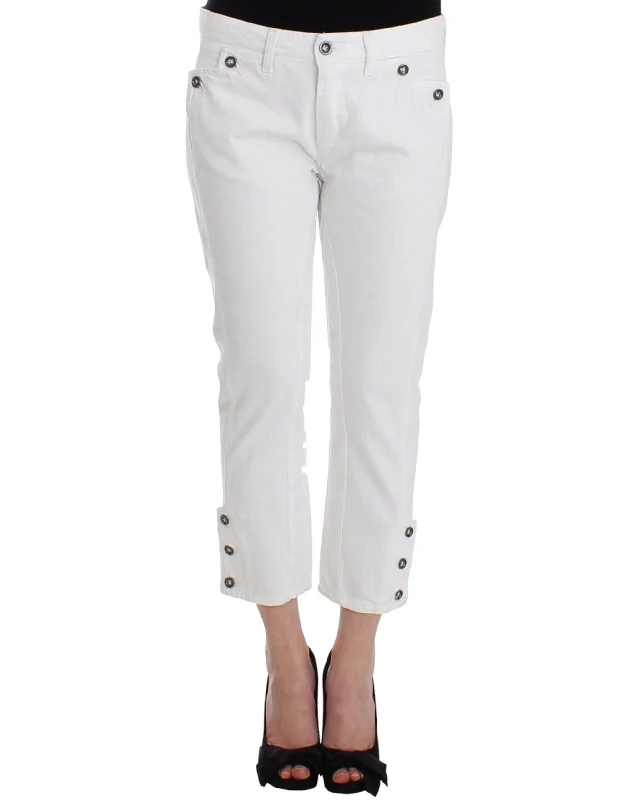 Chic White Cropped Jeans For Sophisticated Style