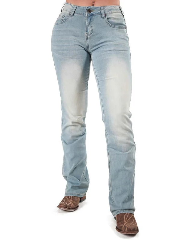 Cowgirl Tuff Womens Summer Breeze Light Wash Cotton Blend Jeans