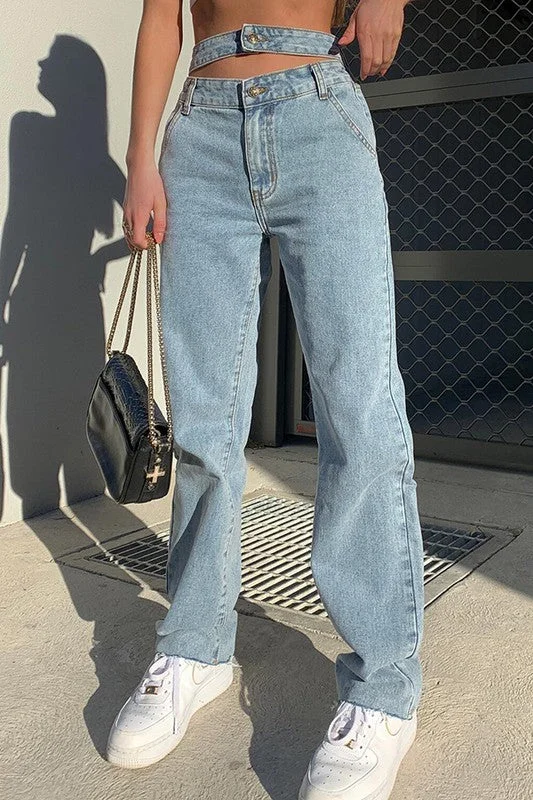 Double Waist Straight Jeans