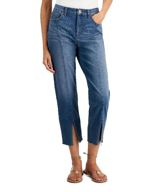 INC International Concepts Womens High Rise Slit Hem Crop Jeans