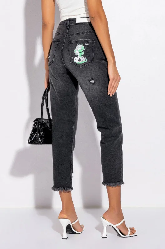 LEGEND HAS IT HIGH RISE DISTRESSED RELAXED FIT JEANS Stylish Slim Fit Denim
