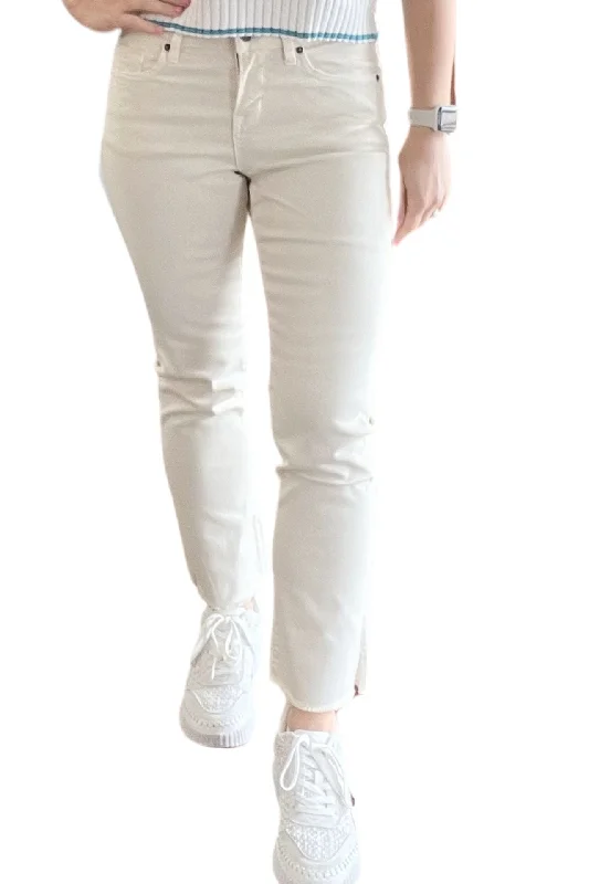 MId Rise Straight Leg Jeans in Cream