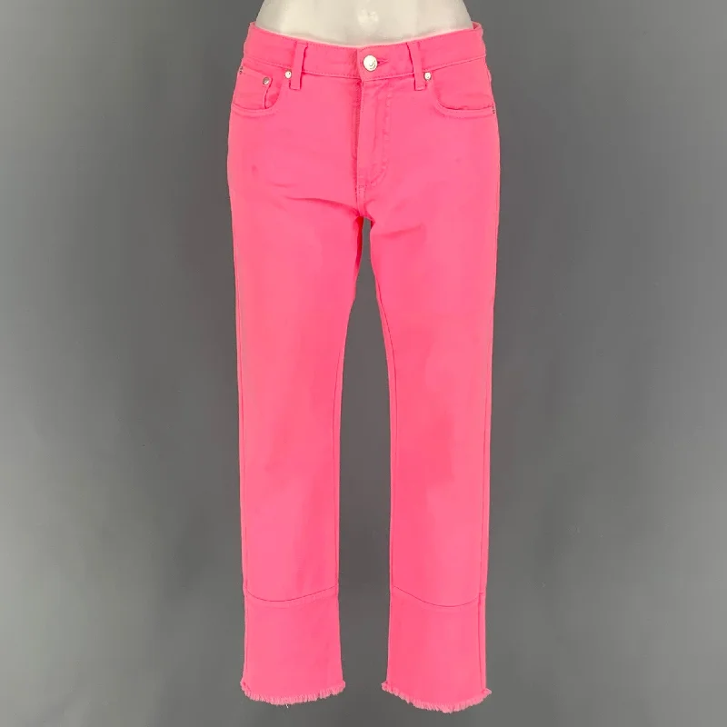 MSGM Size 2 Pink Denim Raw Hem Jeans