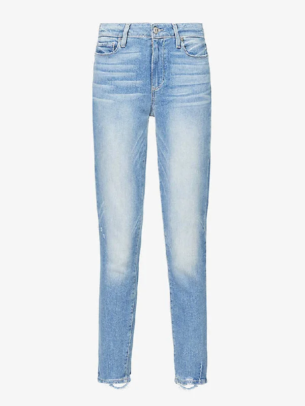 Paige Hoxton Crop Jeans With Frayed Hem Blue