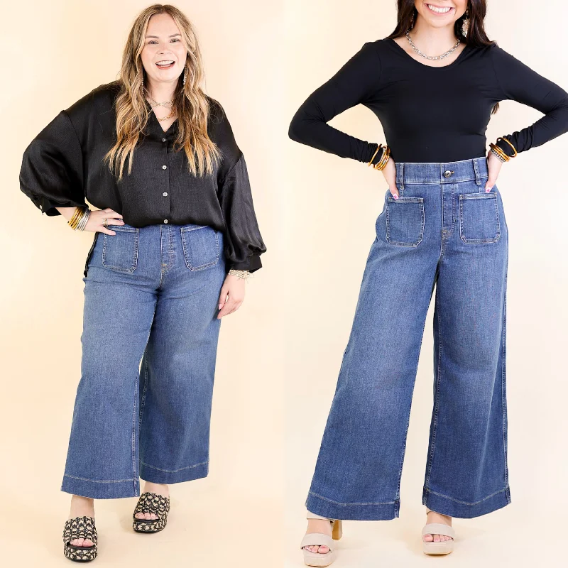 SPANX | EveryWear Cropped Wide Leg Denim Jeans with Patch Pockets Trendy Acid Wash Skinny Jeans SPANX | EveryWear Cropped Wide Leg Denim Jeans with Patch Pockets Trendy Acid Wash Skinny Jeans