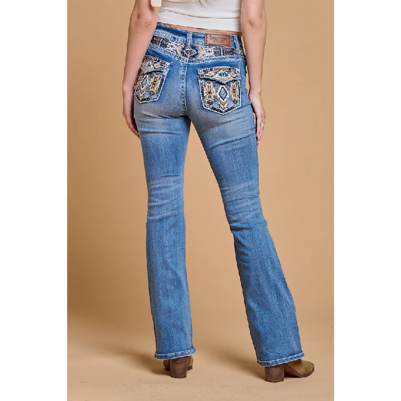Westfield Eagle Women's Aztec Embroidered Bootcut Bling Jeans Comfortable Dark Wash Jeans Westfield Eagle Women's Aztec Embroidered Bootcut Bling Jeans Comfortable Dark Wash Jeans